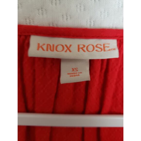 KNOX ROSE SIZE XS (oversized) Cross-stitched EMBROIDERED Red Boho 3/4 Sleeve Top - Picture 8 of 11